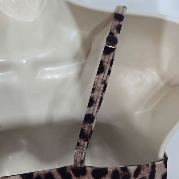 WeWoreWhat Beige Brushed Nylon Leopard Chain Cami Bra Top Medium - Picture 5 of 8